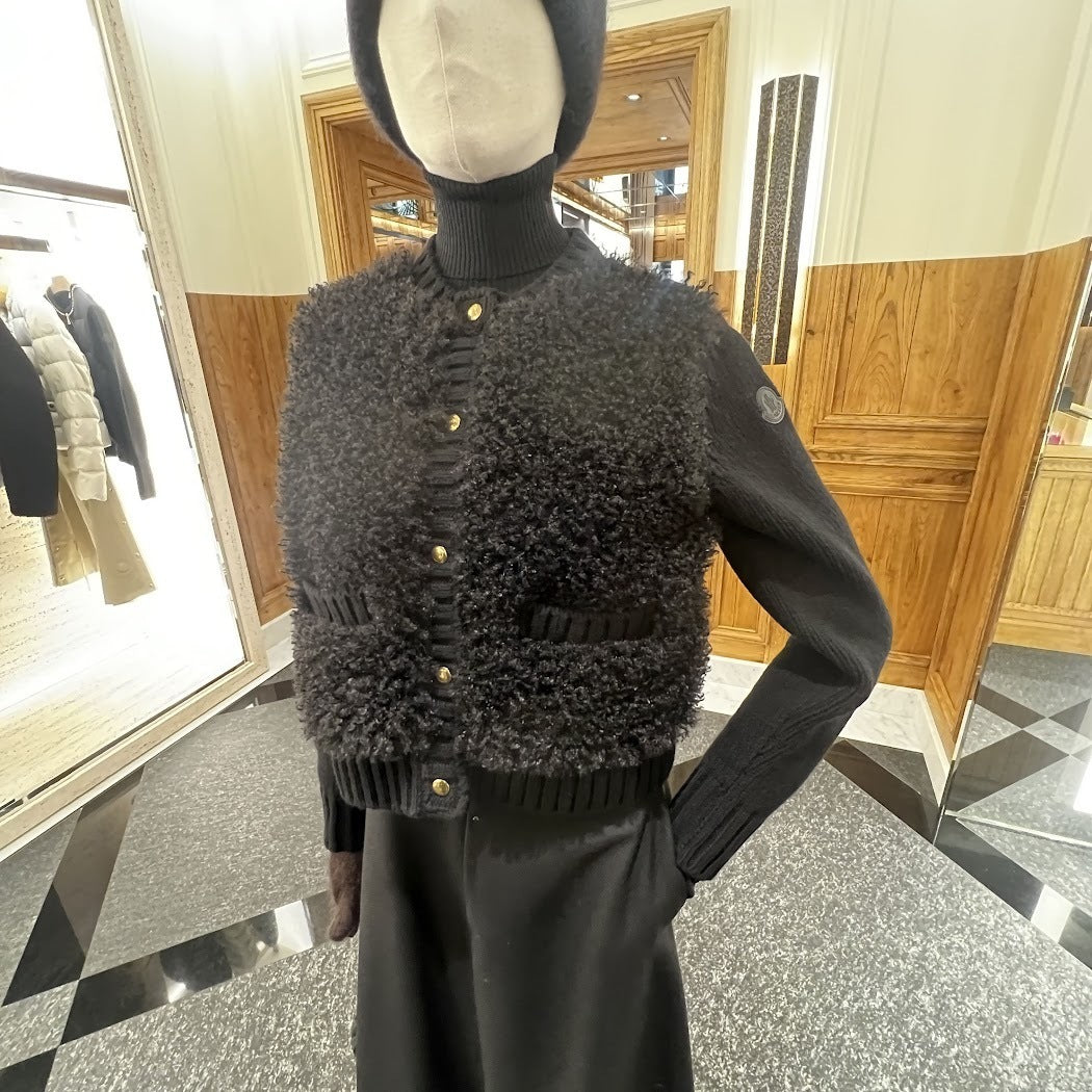 Moncler Padded Wool & Teddy Cardigan