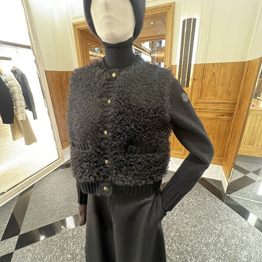 Moncler  Padded Wool & Teddy Cardigan